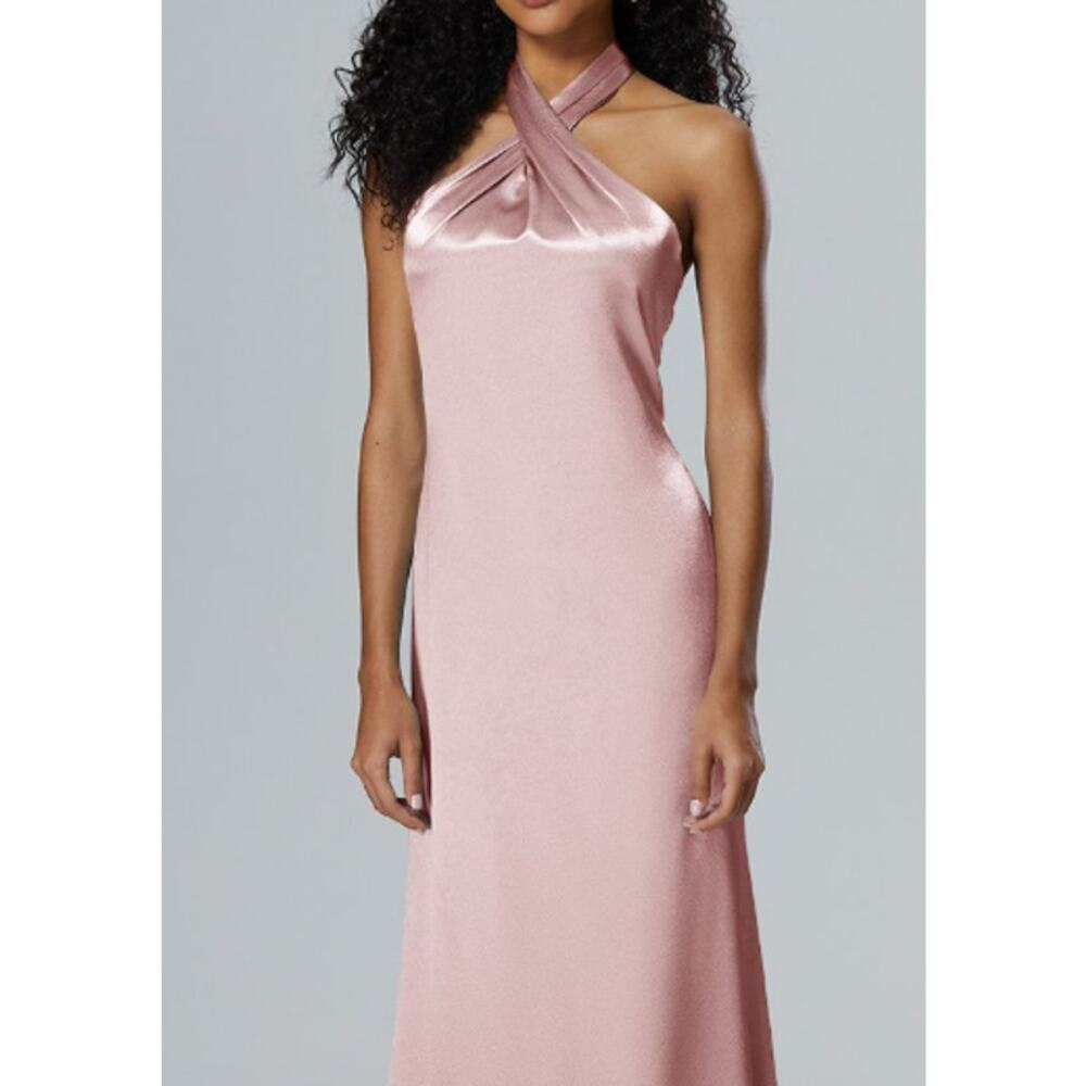 AW BRIDAL 0 XS pearl pink Serena satin formal bridesmaid maxi dress NEW b128